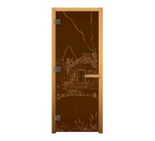 Дверь стекло Бронза Матовая БАНЬКА 190х70 (8мм, 3 петли 710 CR) (ОСИНА) Лев