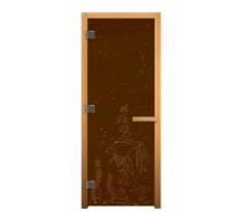 Дверь стекло Бронза Матовая РЫБКА 190х70 (8мм, 3 петли 710 CR) (ОСИНА) Лев