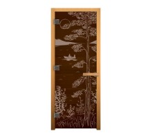 Дверь стекло Бронза ТАЙГА 190х70 (8мм, 3 петли 710 CR) (ОСИНА) Лев