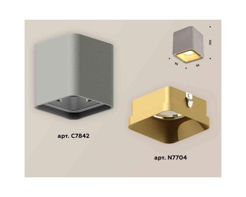 Комплект накладного светильника Ambrella light Techno Spot XS7842004 SGR/SGD серый песок/золото песок (C7842, N7704) Комплект накладного светильника Ambrella light Techno Spot XS7842004 SGR/SGD серый песок/золото песок (C7842, N7704)