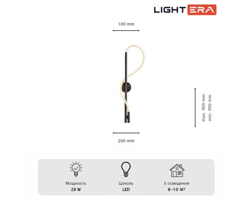 Настенный светильник Lightera Tura LE103W-90B Настенный светильник Lightera Tura LE103W-90B
