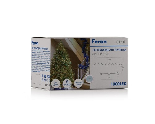 Светодиодная гирлянда Feron Линейная 230V дневной белый 8 режимов CL10 48180 Светодиодная гирлянда Feron Линейная 230V дневной белый 8 режимов CL10 48180