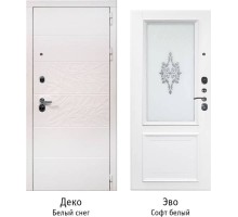 Входная дверь Деко белый снег панель Эво со стеклом Заводские двери