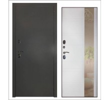 Входная дверь Эталон 3к алюминий панель Лира Зеркало Софт белый Заводские двери