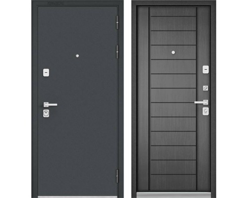 Zetta Металлическая дверь PREMIUM 90 Черный шелк /Дуб серый 9Р-137