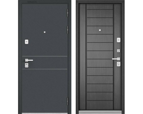 Zetta Металлическая дверь PREMIUM 90  Черный шелк D14 / Дуб серый  9Р-137