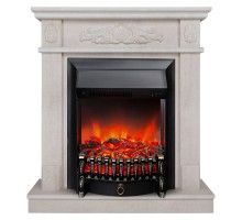 RealFlame Электрокамин Adelaida WT белый камень с очагом Fobos Lux Black