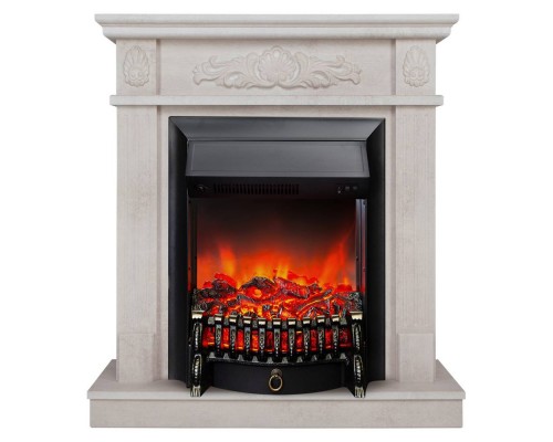 RealFlame Электрокамин Adelaida WT белый камень с очагом Fobos Lux Black