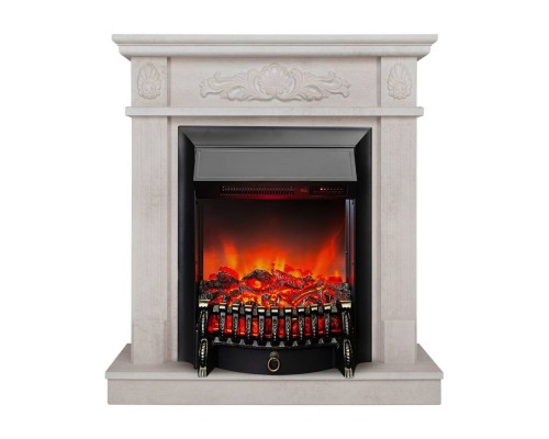RealFlame Электрокамин Adelaida WT белый камень с очагом Fobos Lux Black RC