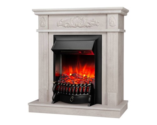 RealFlame Электрокамин Adelaida WT белый камень с очагом Fobos Lux Black RC