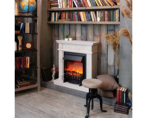 RealFlame Электрокамин Adelaida WT белый камень с очагом Fobos Lux Black RC