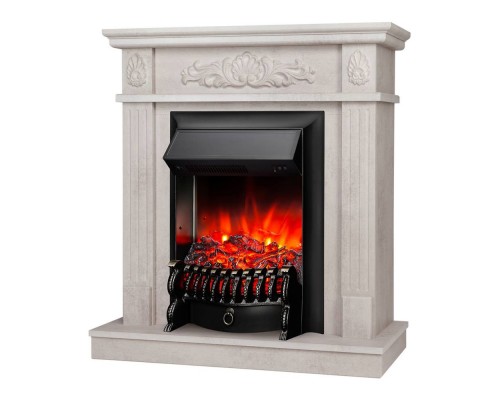 RealFlame Электрокамин Adelaida WT белый камень с очагом Fobos Lux Black