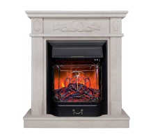 RealFlame Электрокамин Adelaida WT белый камень с очагом Majestic Lux Black