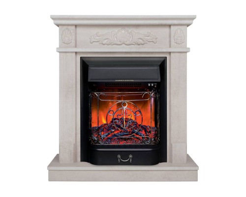 RealFlame Электрокамин Adelaida WT белый камень с очагом Majestic Lux Black