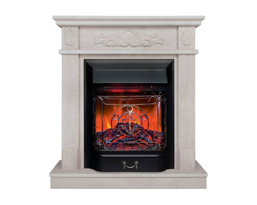 RealFlame Электрокамин Adelaida WT белый камень с очагом Majestic Lux Black RC