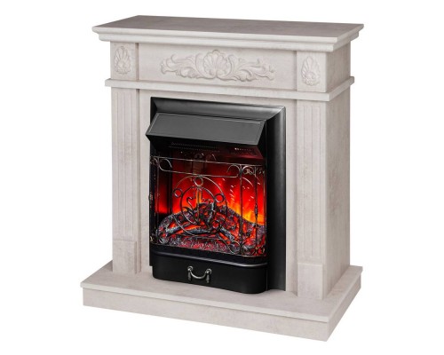 RealFlame Электрокамин Adelaida WT белый камень с очагом Majestic Lux Black RC