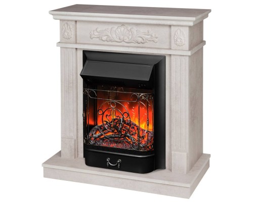 RealFlame Электрокамин Adelaida WT белый камень с очагом Majestic Lux Black