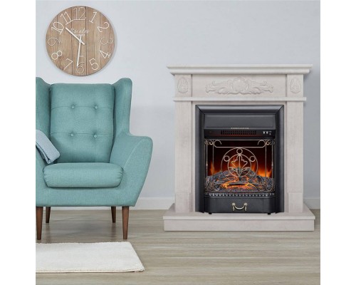 RealFlame Электрокамин Adelaida WT белый камень с очагом Majestic Lux Black