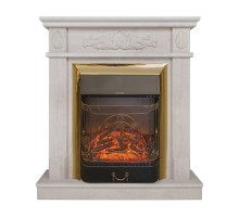 RealFlame Электрокамин Adelaida WT белый камень с очагом Majestic Lux Brass