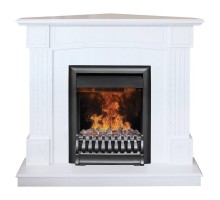 RealFlame Электрокамин Andrea Corner WT фактурный белый с очагом 3D Oregan