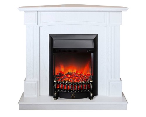 RealFlame Электрокамин Andrea Corner WT фактурный белый с очагом Fobos Lux Black