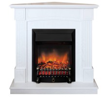 RealFlame Электрокамин Andrea Corner WT фактурный белый с очагом Fobos Lux Black RC