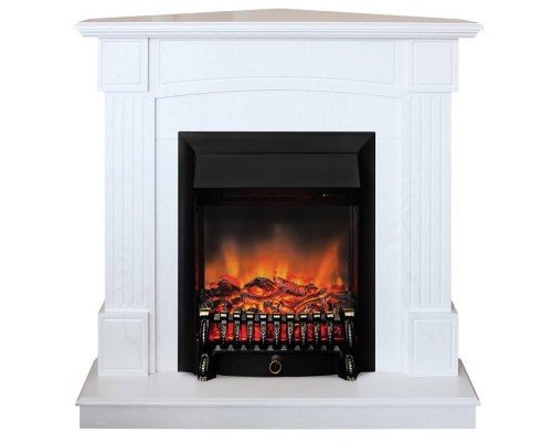 RealFlame Электрокамин Andrea Corner WT фактурный белый с очагом Fobos Lux Black RC