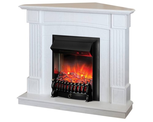 RealFlame Электрокамин Andrea Corner WT фактурный белый с очагом Fobos Lux Black RC