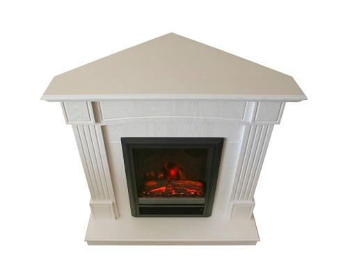 RealFlame Электрокамин Andrea Corner WT фактурный белый с очагом Fobos Lux Black RC