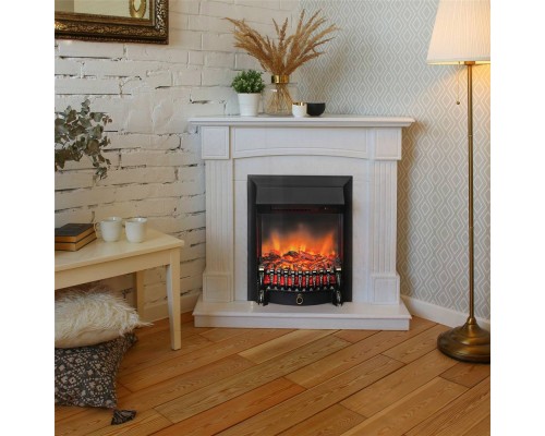 RealFlame Электрокамин Andrea Corner WT фактурный белый с очагом Fobos Lux Black RC