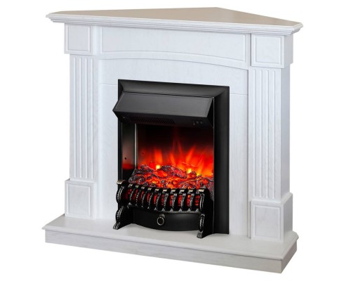 RealFlame Электрокамин Andrea Corner WT фактурный белый с очагом Fobos Lux Black