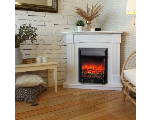 RealFlame Электрокамин Andrea Corner WT фактурный белый с очагом Fobos Lux Black