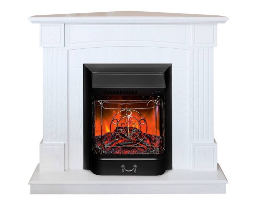 RealFlame Электрокамин Andrea Corner WT фактурный белый с очагом Majestic Lux Black