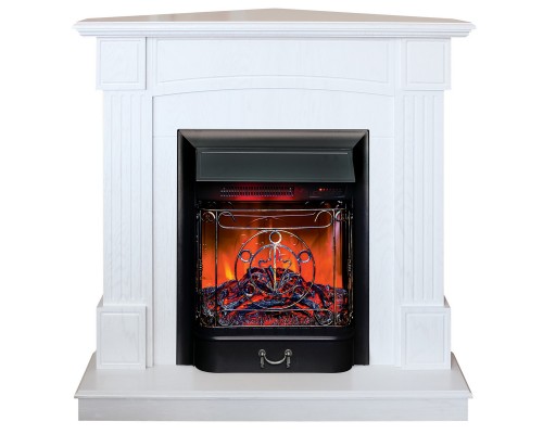 RealFlame Электрокамин Andrea Corner WT фактурный белый с очагом Majestic Lux Black RC