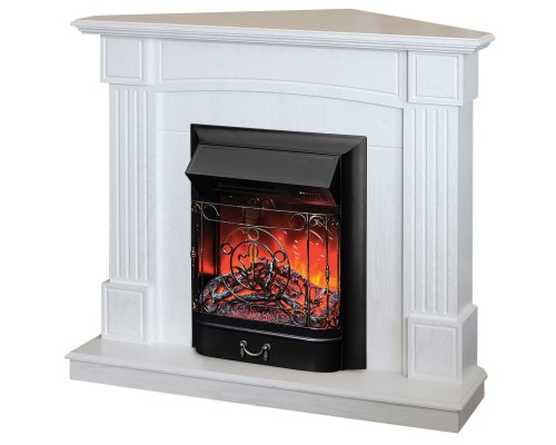 RealFlame Электрокамин Andrea Corner WT фактурный белый с очагом Majestic Lux Black RC