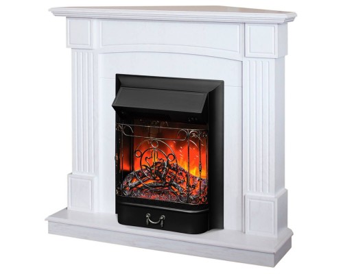 RealFlame Электрокамин Andrea Corner WT фактурный белый с очагом Majestic Lux Black