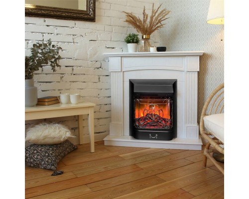 RealFlame Электрокамин Andrea Corner WT фактурный белый с очагом Majestic Lux Black