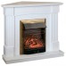 RealFlame Электрокамин Andrea Corner WT фактурный белый с очагом Majestic Lux Brass