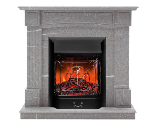 RealFlame Электрокамин Andrea STD GR цвет мрамор серый с очагом Majestic Lux Black