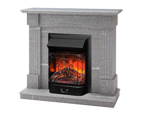 RealFlame Электрокамин Andrea STD GR цвет мрамор серый с очагом Majestic Lux Black