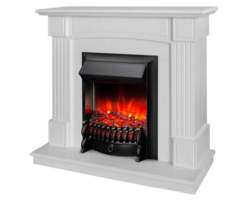 RealFlame Электрокамин Andrea WT фактурный белый с очагом Fobos Lux Black
