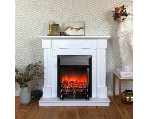 RealFlame Электрокамин Andrea WT фактурный белый с очагом Fobos Lux Black