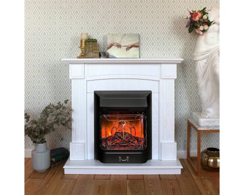 RealFlame Электрокамин Andrea WT фактурный белый с очагом Majestic Lux Black