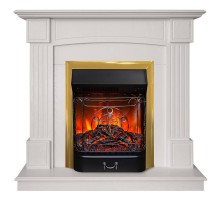 RealFlame Электрокамин Andrea WT фактурный белый с очагом Majestic Lux Brass