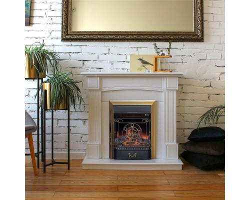 RealFlame Электрокамин Andrea WT фактурный белый с очагом Majestic Lux Brass