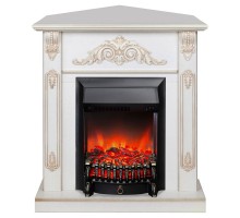 RealFlame Электрокамин Anita Corner WT дуб белый с золотой патиной с очагом Fobos Lux Black