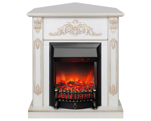 RealFlame Электрокамин Anita Corner WT дуб белый с золотой патиной с очагом Fobos Lux Black RC