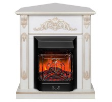 RealFlame Электрокамин Anita Corner WT дуб белый с золотой патиной с очагом Majestic Lux Black