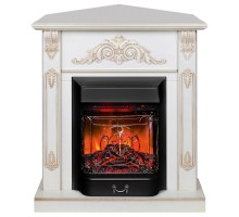 RealFlame Электрокамин Anita Corner WT дуб белый с золотой патиной с очагом Majestic Lux Black RC