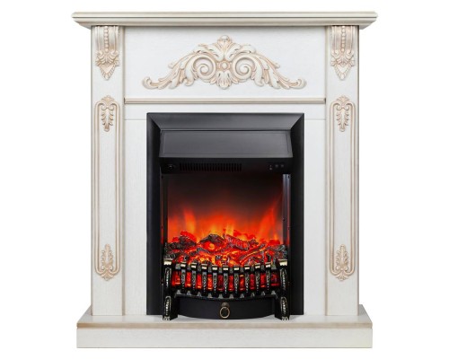 RealFlame Электрокамин Anita WT дуб белый с золотой патиной с очагом Fobos Lux Black